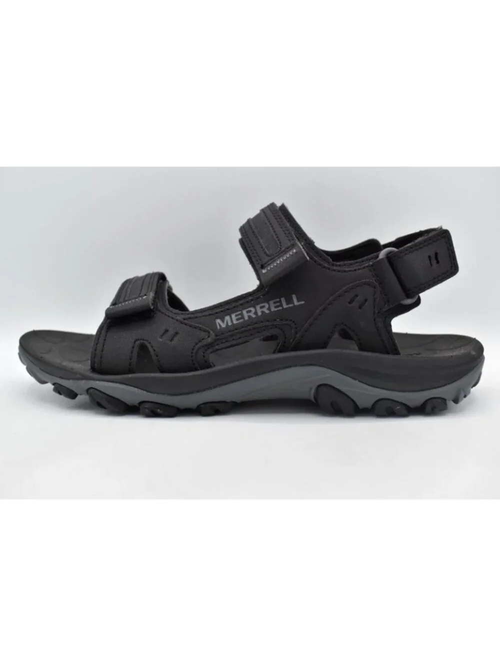 Merrell Mens 8 Huntington Sport Convertible Black Leather Open Toe Sandals Shoes